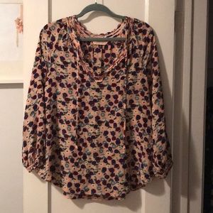 Rebecca Taylor Pink and Purple Floral Silk Top
